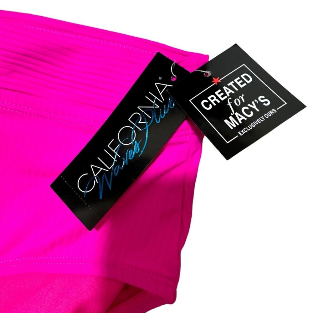 California Waves Plus Size 3 (22/24) Fuchsia Banded Hi-Waisted Bikini Bottom NEW - Picture 4 of 8